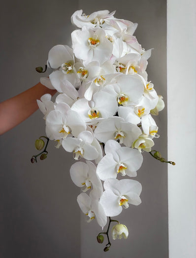Grand Cascade White Orchid Bridal Bouquet