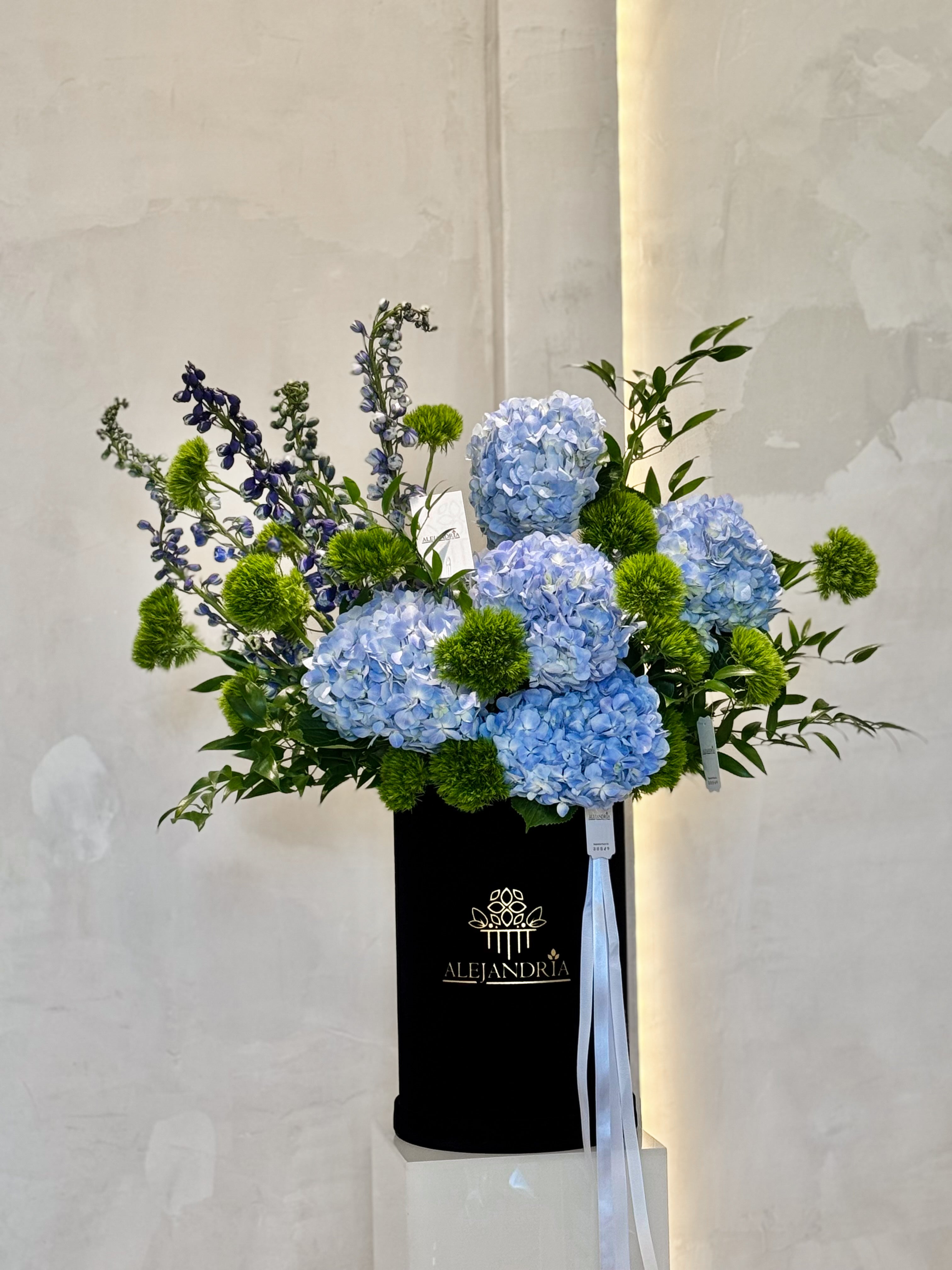 Azure Grace - Elegant Blue Hydrangea Stand Box