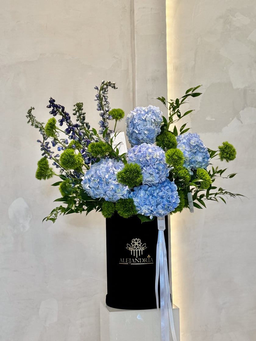 Azure Grace - Elegant Blue Hydrangea Stand Box