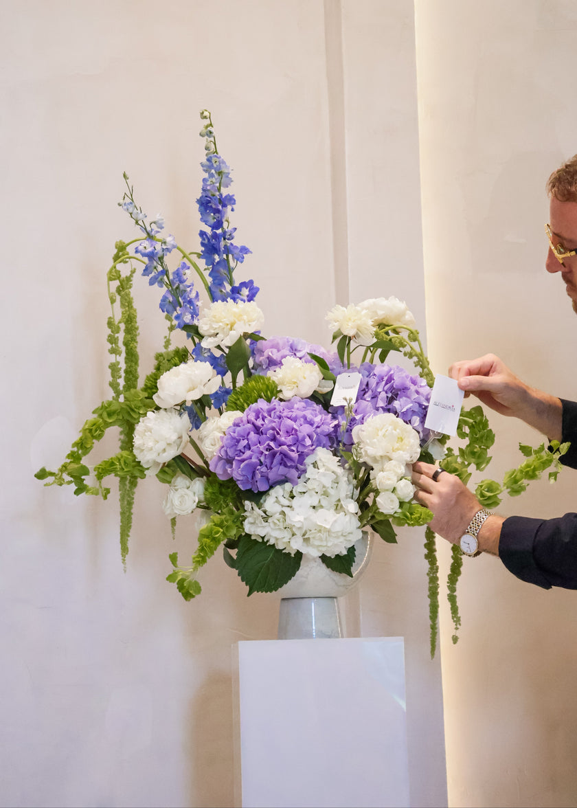 Azure Bloom – Luxury Hydrangea & Delphinium Arrangement