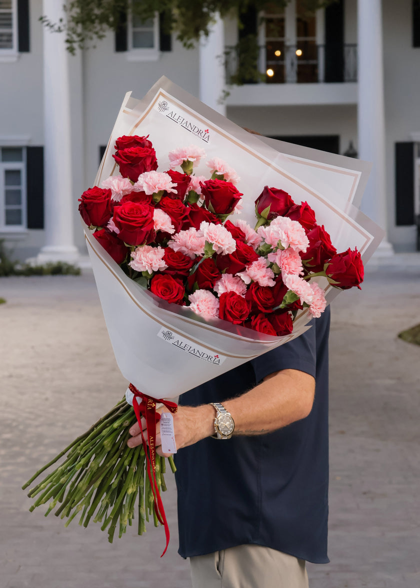 Rouge Intentions – Rose & Carnation Bouquet