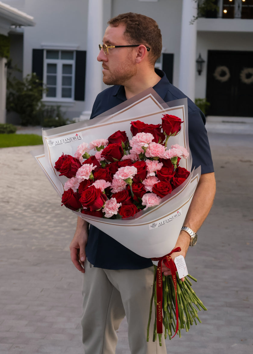 Rouge Intentions – Rose & Carnation Bouquet