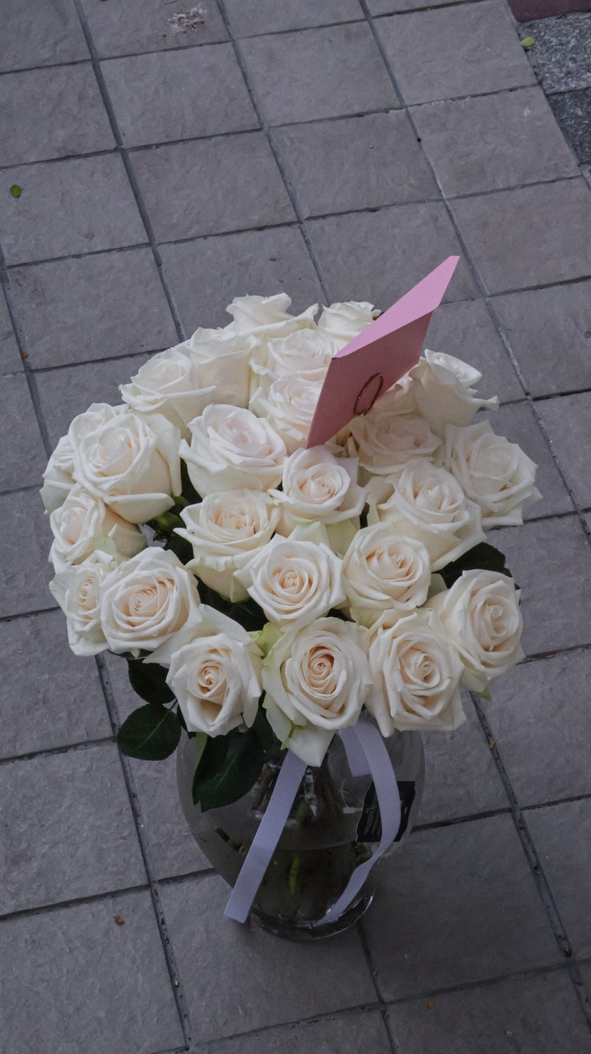 Classic Roses in Elegance Crystal Vase