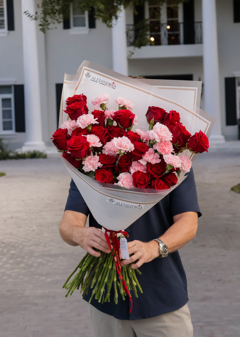 Rouge Intentions – Rose & Carnation Bouquet