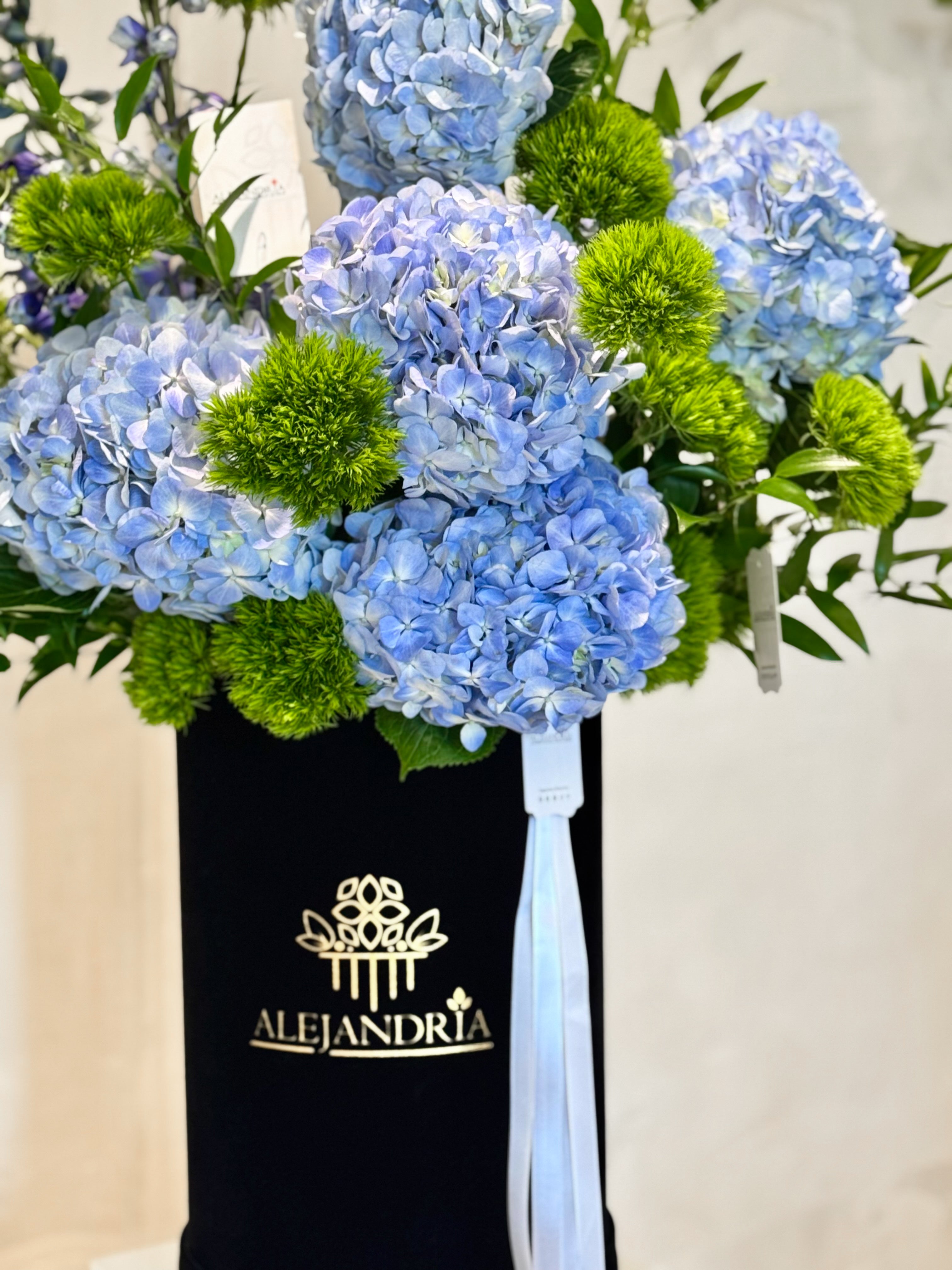 Azure Grace - Elegant Blue Hydrangea Stand Box
