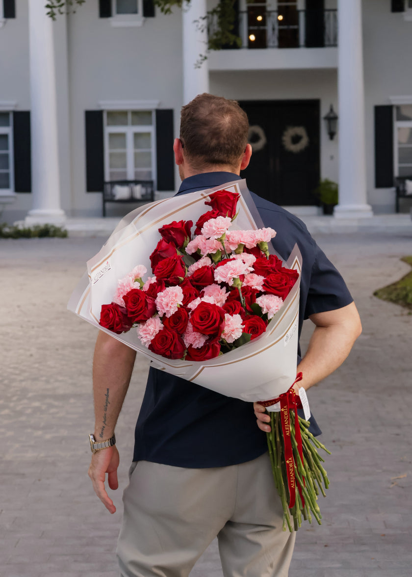 Rouge Intentions – Rose & Carnation Bouquet