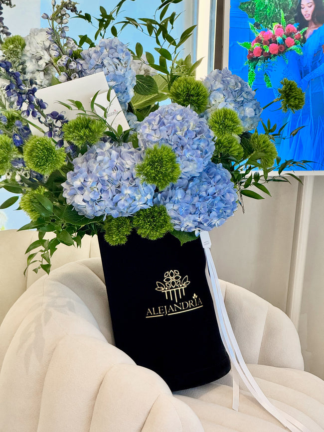 Azure Grace - Elegant Blue Hydrangea Stand Box
