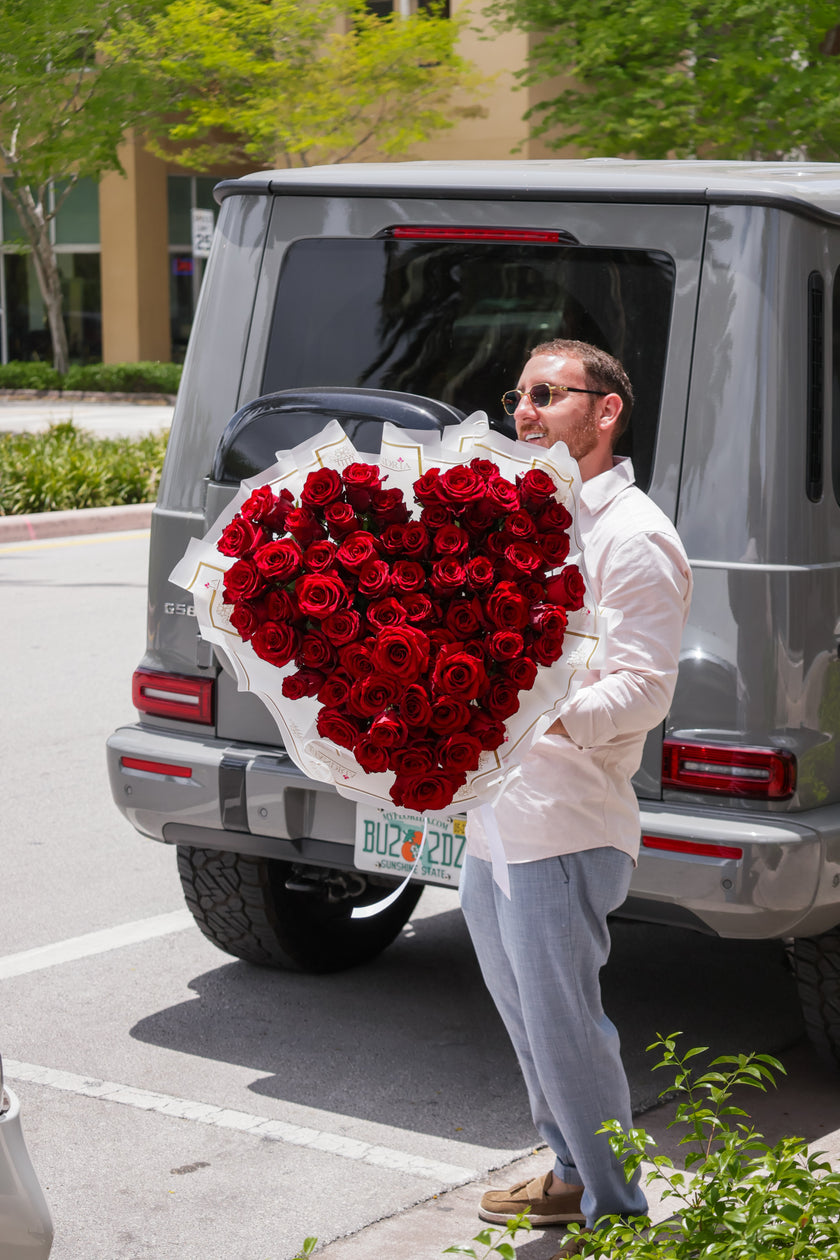 75 Roses Heart Bouquet