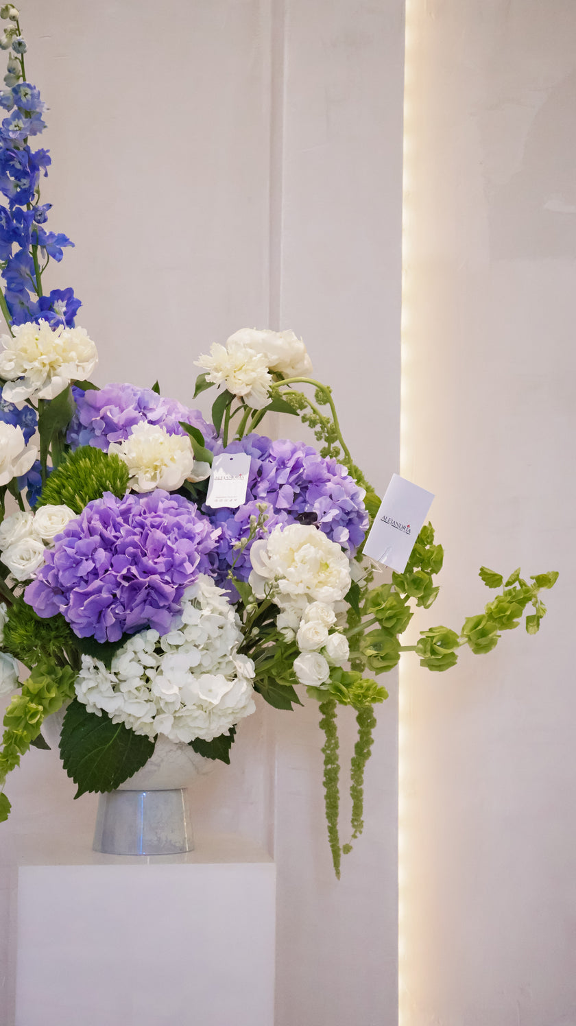 Azure Bloom – Luxury Hydrangea & Delphinium Arrangement